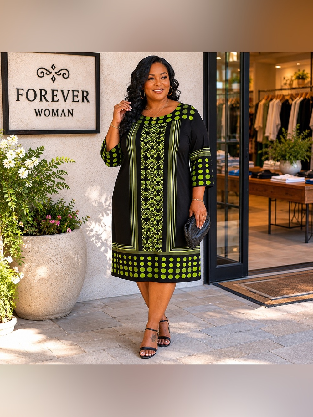 #39F. NWT Forever Woman Black & Green Dress (XL)